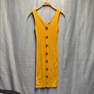 Derek Heart Mustard Button-Front Midi Dress size small